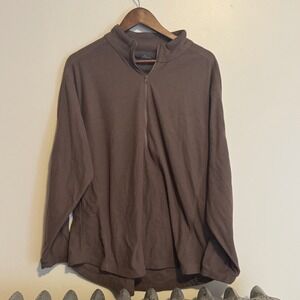 TRAILSMITH Mens Waffle Knit Quarter Zip Long Sleeve Pullover Shirt XL Brown